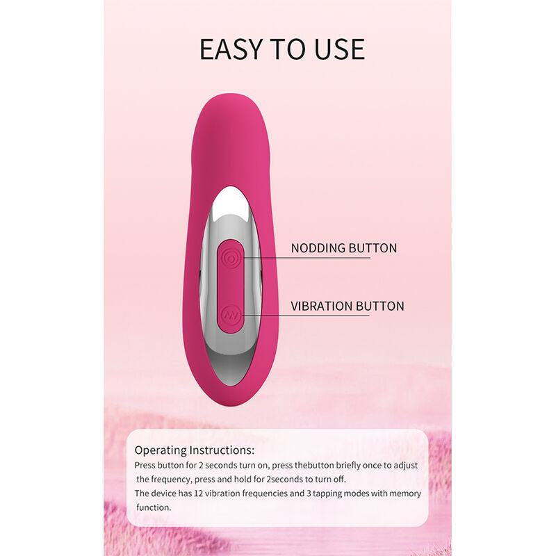 PRETTY LOVE - DUDEN VIBRATEUR EN SILICONE RECHARGEABLE 12 MODES DE VIBRATION ET 3 MODES DE BASCULE ROSE