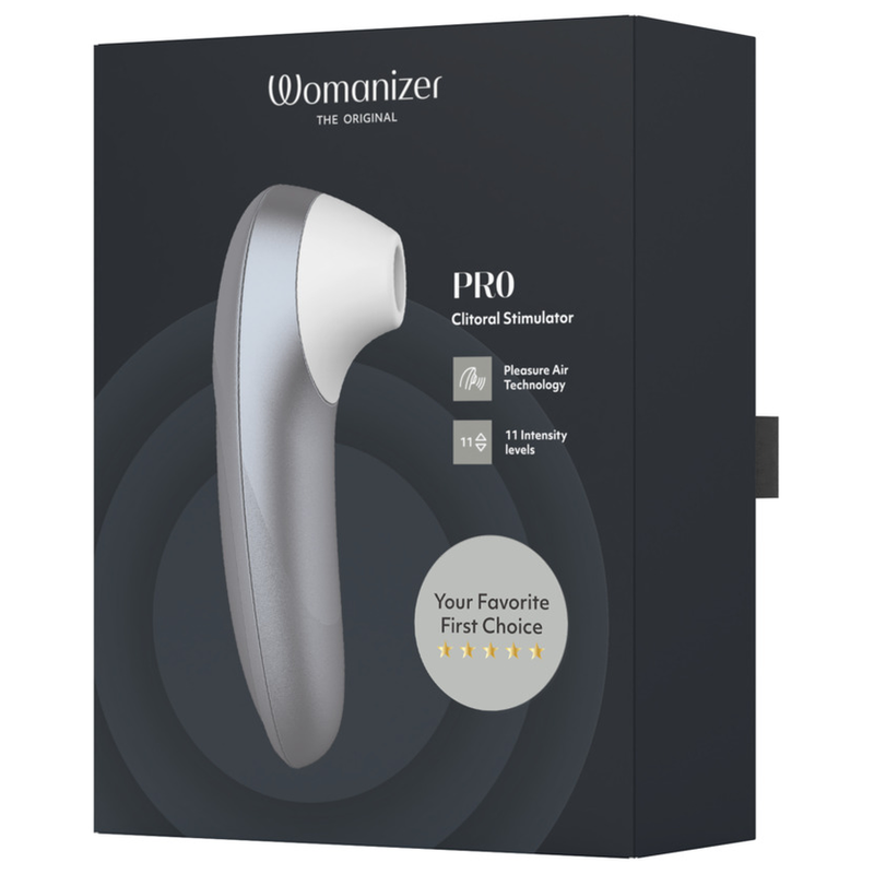 WOMANIZER - STIMULATEUR CLITORIAL PRO À SUCCION 11 NIVEAUX D'INTENSITÉ GRIS ARGENTÉ