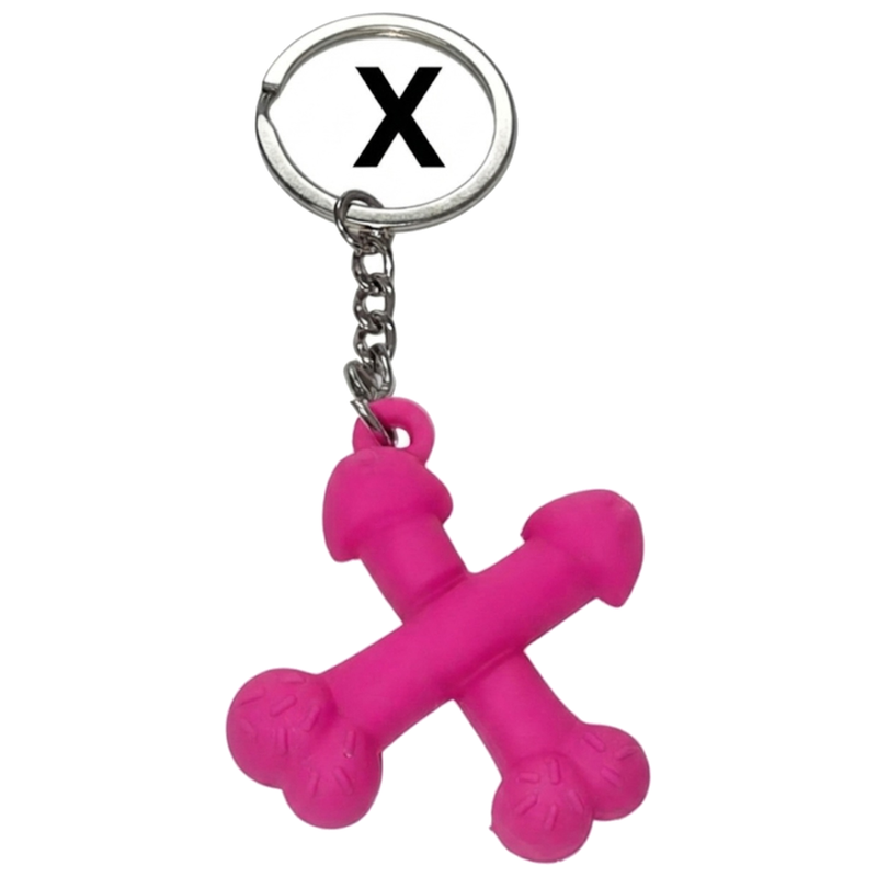 Porte-clés Pénis Fuchsia Lettre X Parfumé Fraise - Diablo Picante