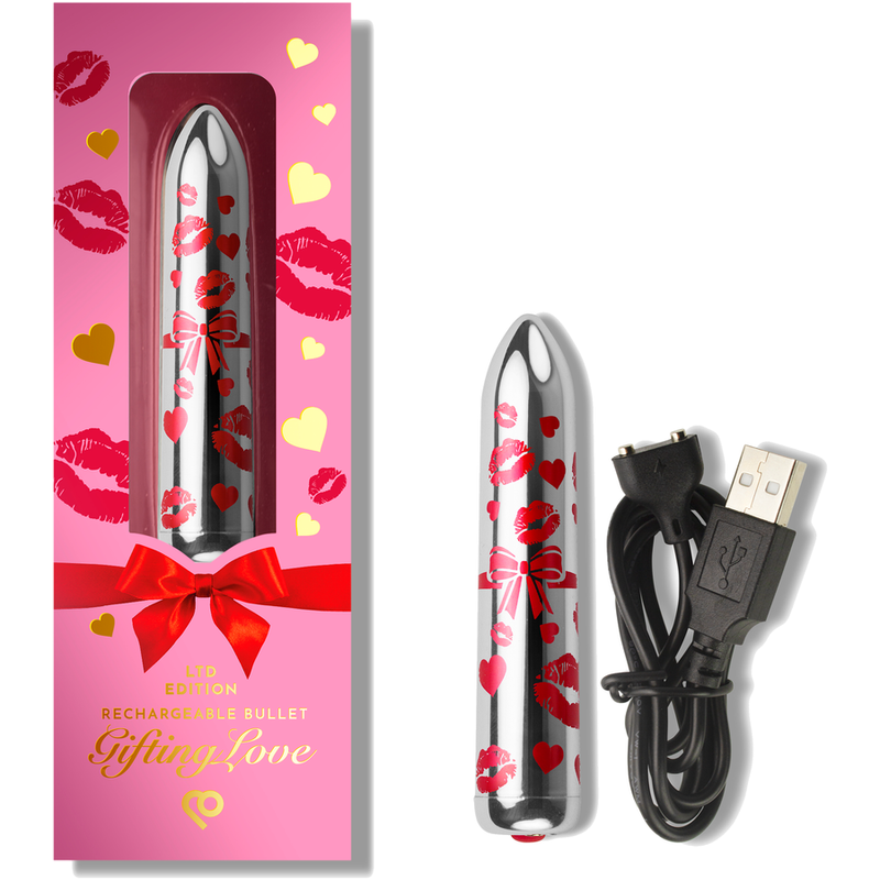 ROCKS-OFF - GIFTING LOVE MINI VIBRATEUR BULLET RECHARGEABLE AVEC 16 FONCTIONS ARGENT