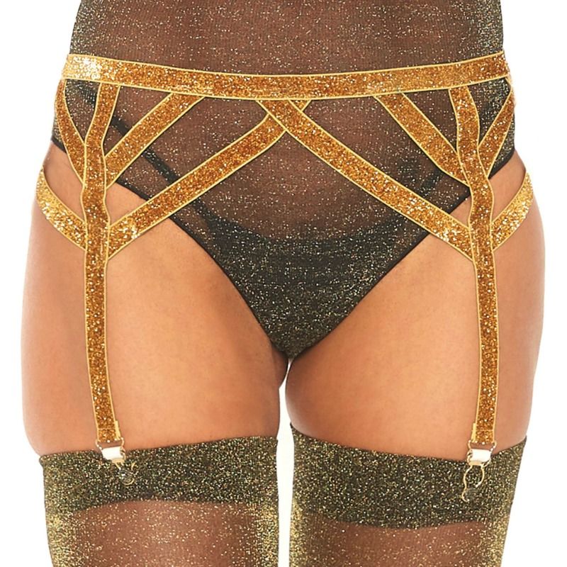 Porte-Jarretelles Élastique Lurex Scintillant Or - Leg Avenue