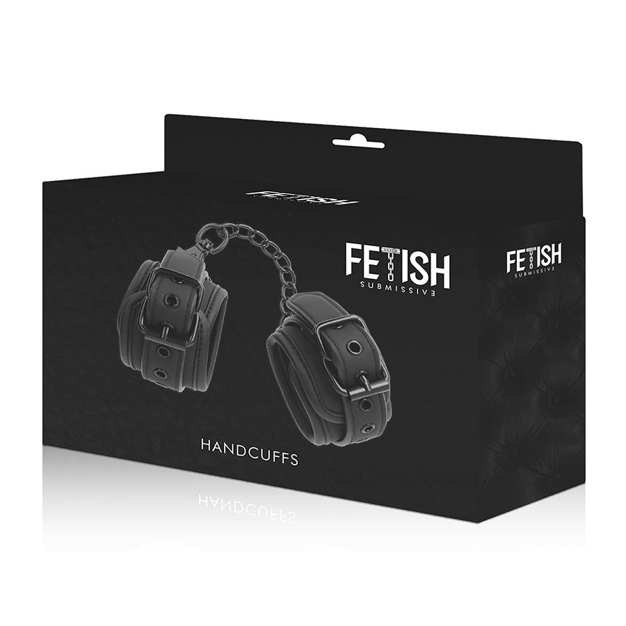Fetish Submissive – Menottes en Cuir Synthétique Noir BDSM
