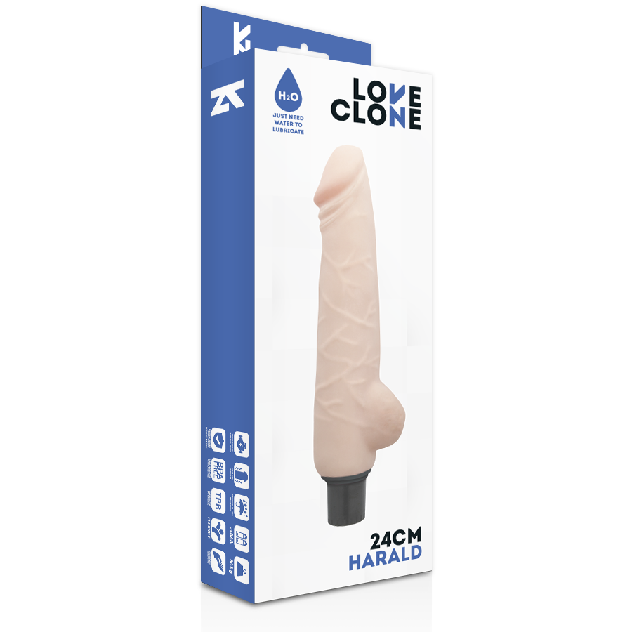 Vibromasseur autoludrifiant réaliste Harald 24 cm - Loveclone - LOVECLONE