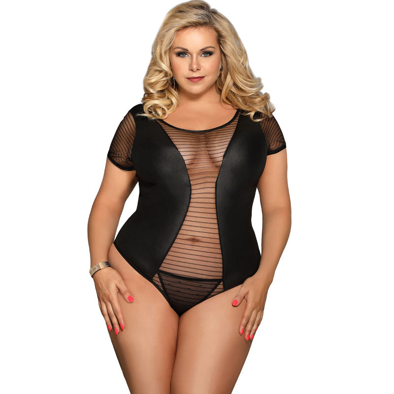 Teddy fétiche manches courtes Queen Plus noir - Subblime - SUBBLIME QUEEN PLUS SIZE