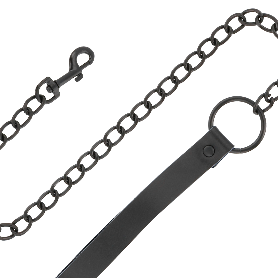 Collier BDSM de posture avec laisse chaîne noir - Darkness - Darkness