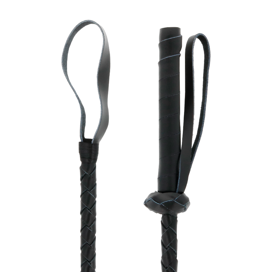 Darkness - Cravache BDSM en Cuir Noir - 60 cm