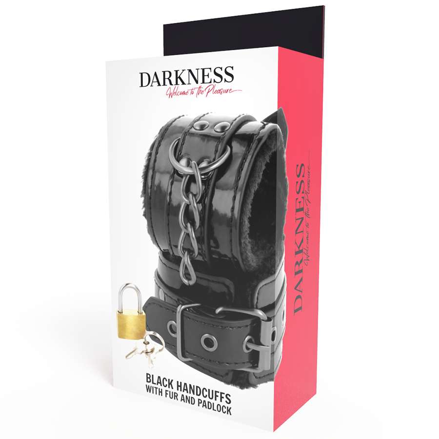 Darkness – Menottes Sexy en simili-cuir noir avec cadenas