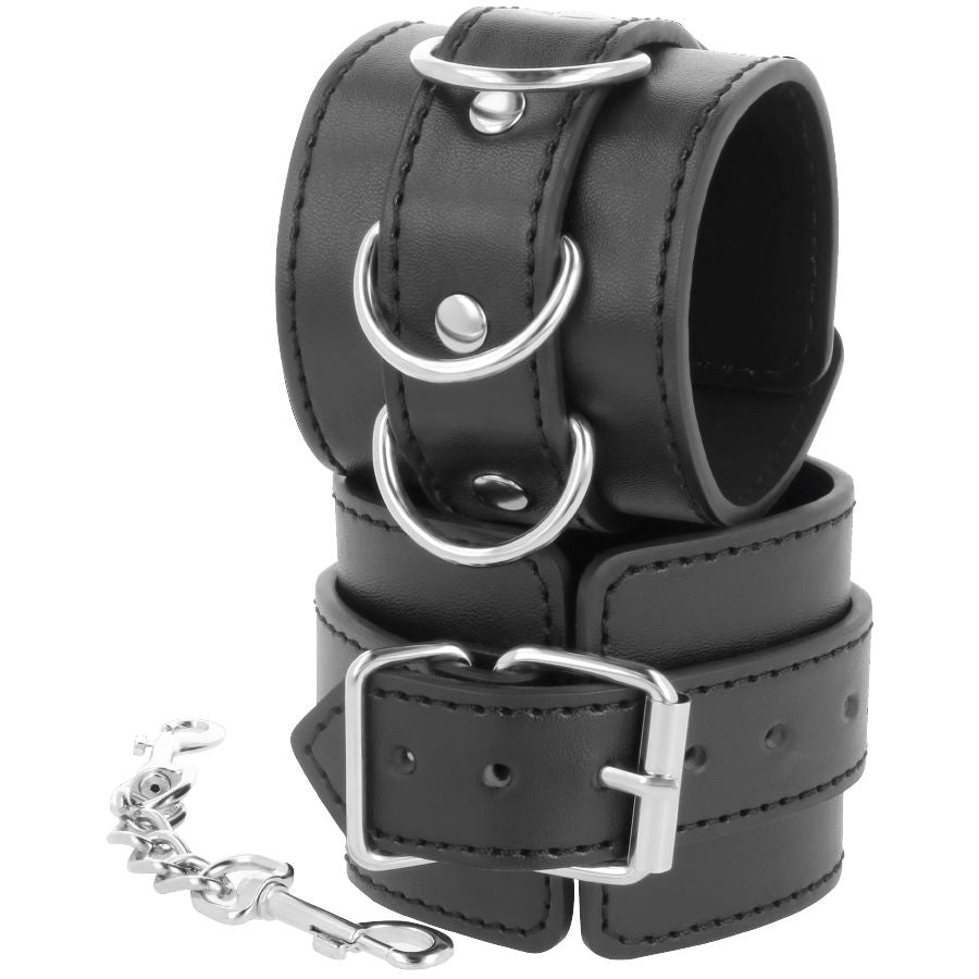Darkness – Menottes de Cheville en Simili-Cuir Noir BDSM