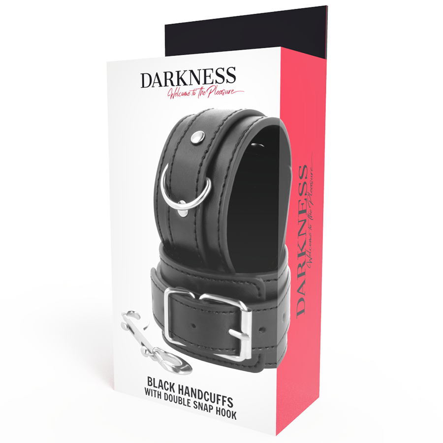 Darkness – Menottes BDSM en Cuir Noir Réglables
