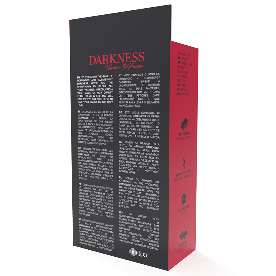 Darkness – Menottes BDSM en Cuir Noir Réglables