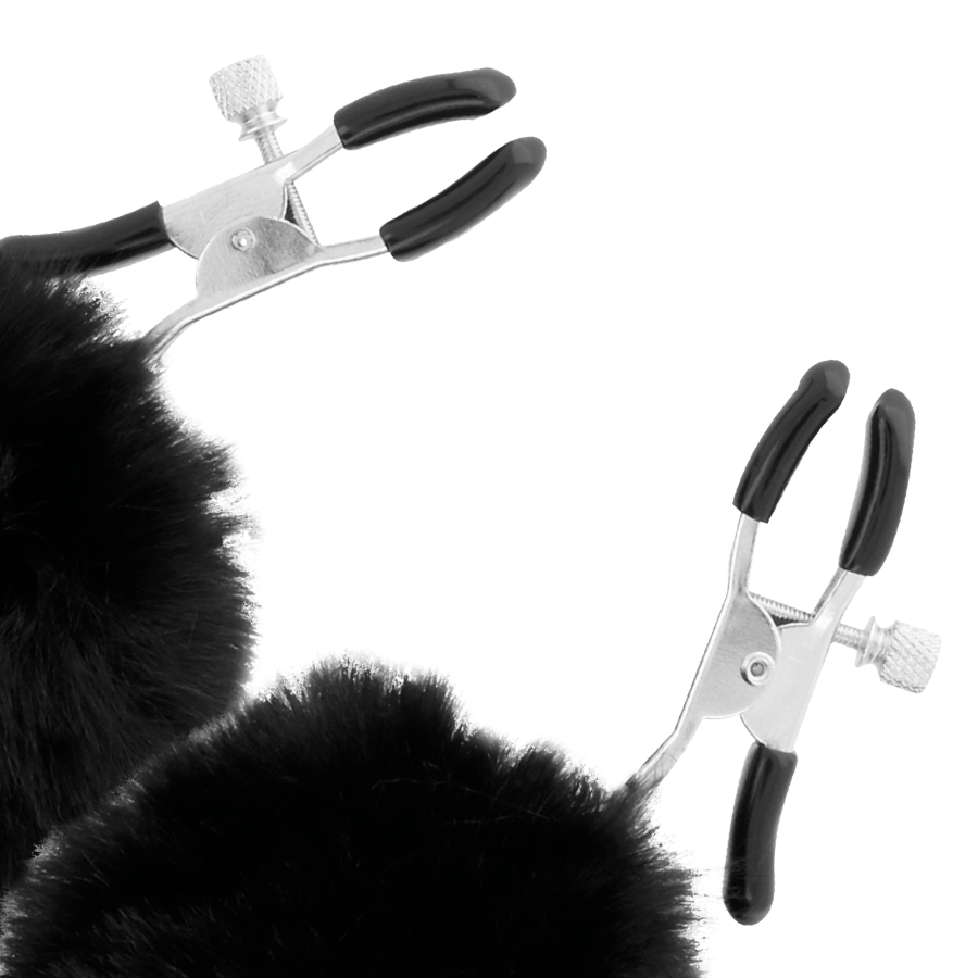 Darkness – Pinces à Seins réglable avec Pompom Noir