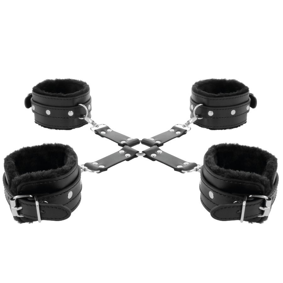 Dakness – Kit Hogtie en X en Cuir - Noir