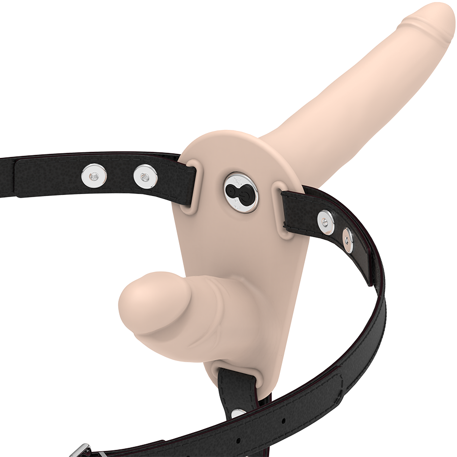 Fetish Submissive - Gode Ceinture Double Pénétration Beige / 15 cm