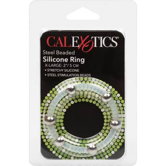 Anneau Pénien Silicone Perlé Acier XL - Calexotics