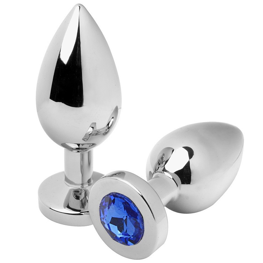 Plug Anal Diamant Bleu Moyen 7,62cm - Metal Hard