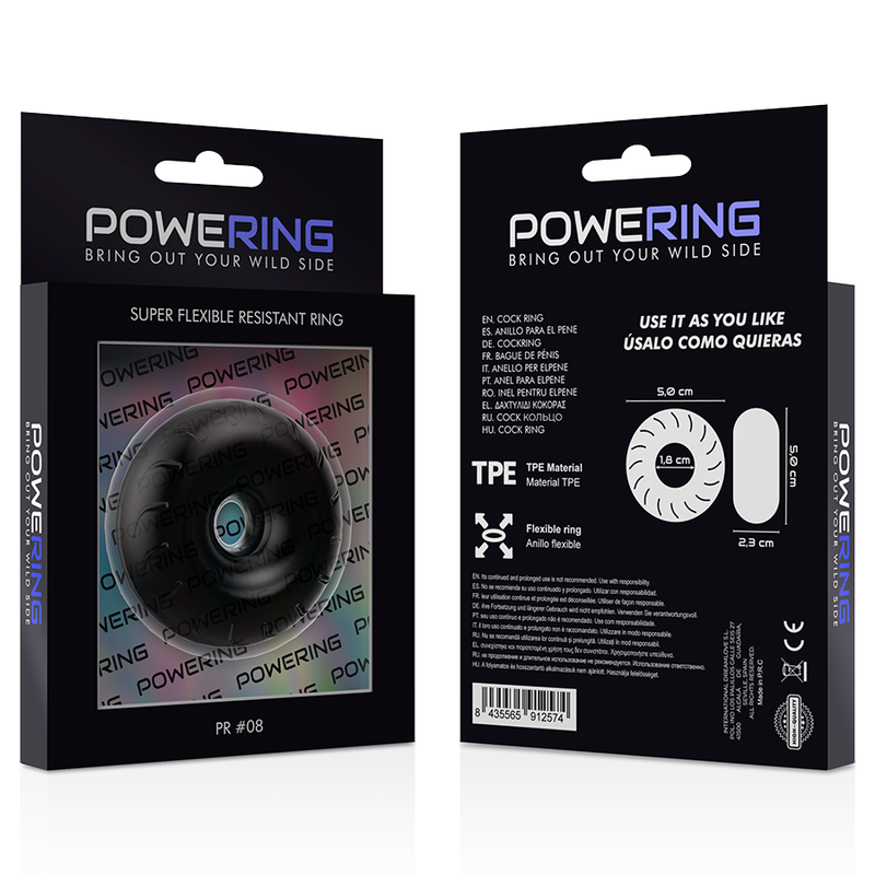 Anneau pénien super flexible PR08 5 cm noir - Powering - POWERING