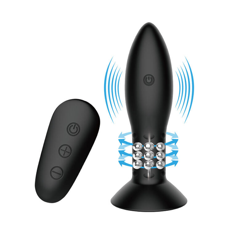 Mr Play - Plug Anal en silicone avec billes rotatives - Noir