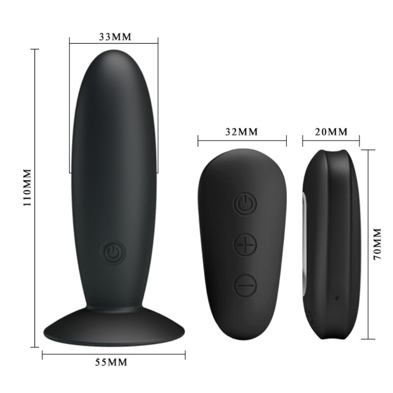 Mr Play - Plug Anal Vibrant avec Télécommande Noir