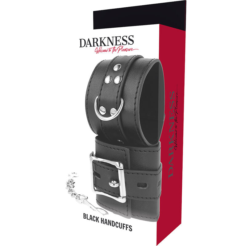 Darkness – Menottes Bondage en Cuir Noir