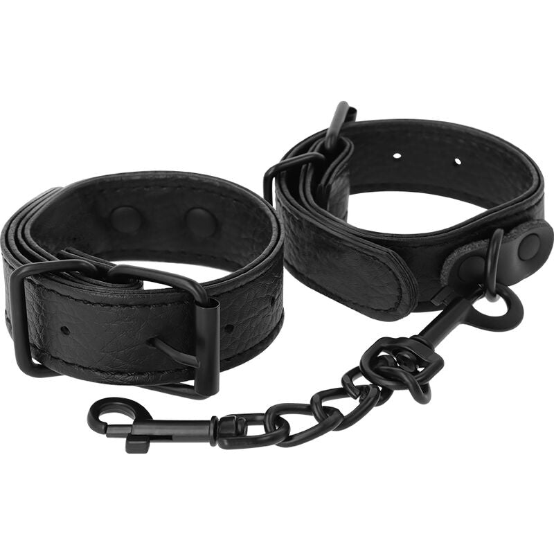 Darkness – Menottes Bondage en Simili Cuir Noir