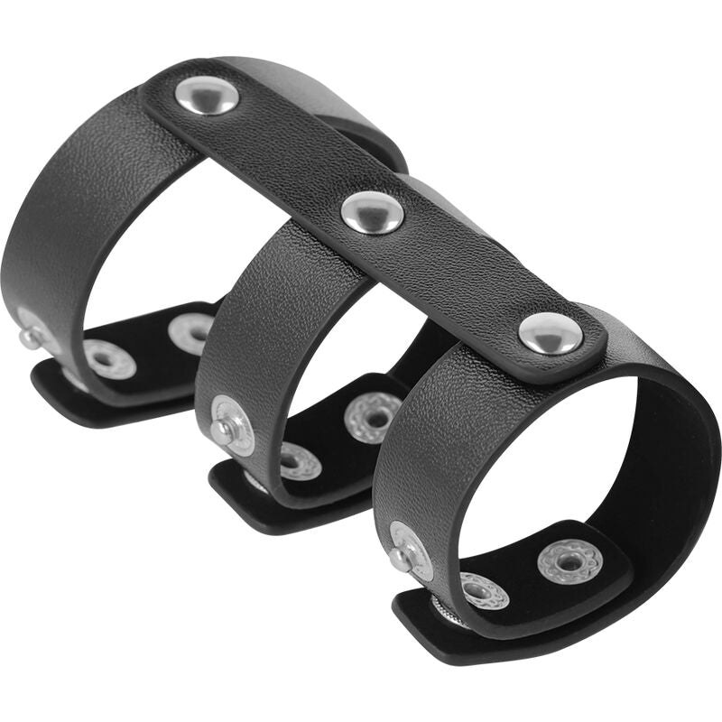 Cockring Double Anneau Pénis Testicules Cuir - Darkness - Darkness