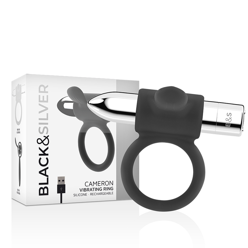 Anneau Pénien Vibrant Cameron Argent - Black&Silver