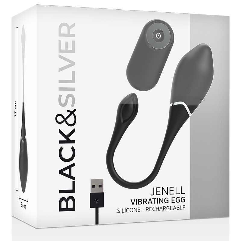 Black&Silver - Œuf vibrant en Silicone Rechargeable Jenell - Noir