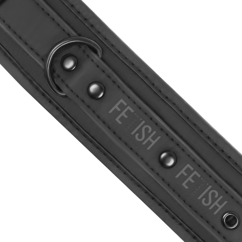 Fetish Submissive – Menottes en Cuir noir avec Collier de Cou BDSM