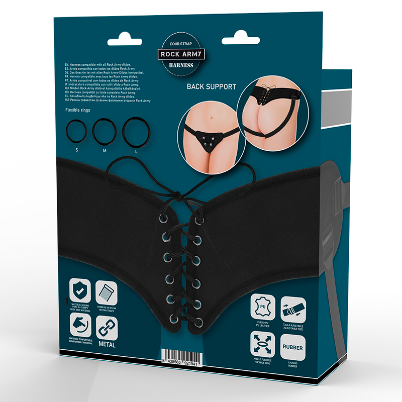 Rock Army – Harnais pour Gode Ceinture avec 3 Cockrings offerts