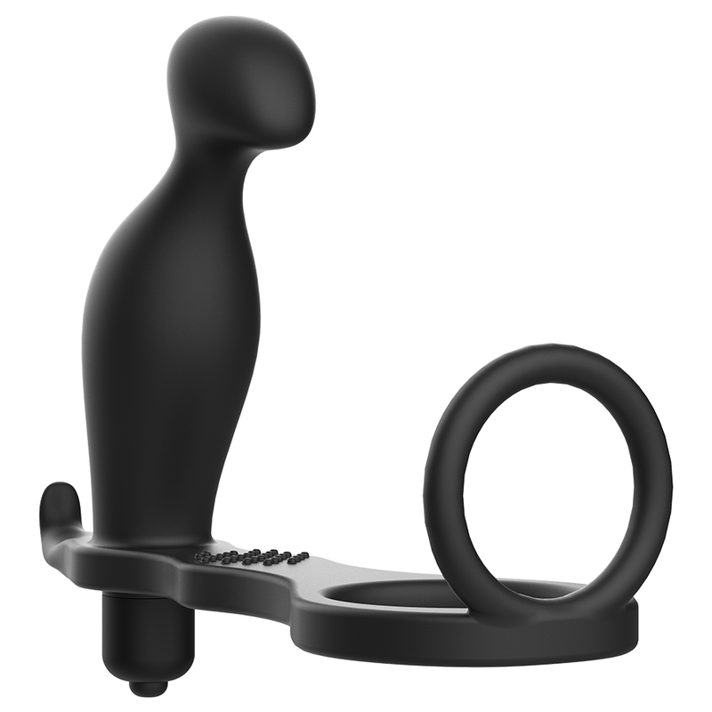 Stimulateur Prostatique Vibrant Annal avec Cockring Noir - Addicted Toys